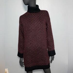 Reitmans Black and Burgundy Turtleneck Sweater Dress